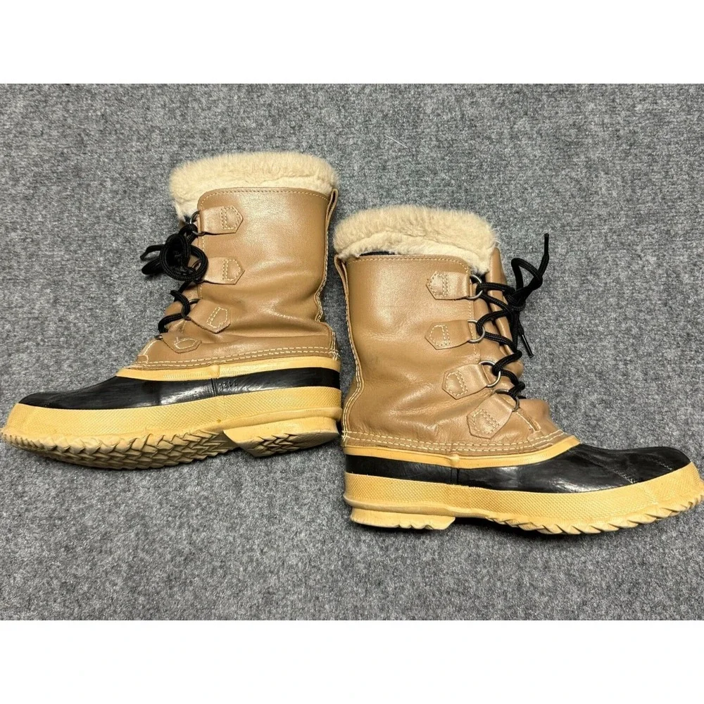 Sorel Boots Womens 6 Tan Manitou Kaufman Made In Canada Shearling Winter